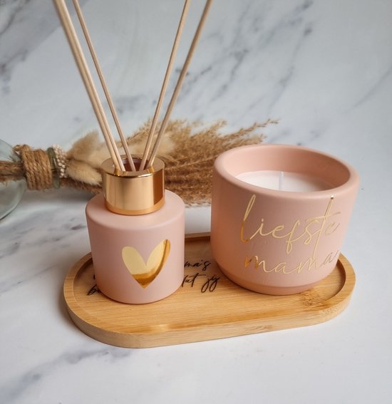 Coffret parfums - Bâtons parfumés - Bougie écologique - Parfum maison - Chère Maman - Maman - Personnalisable - Rose