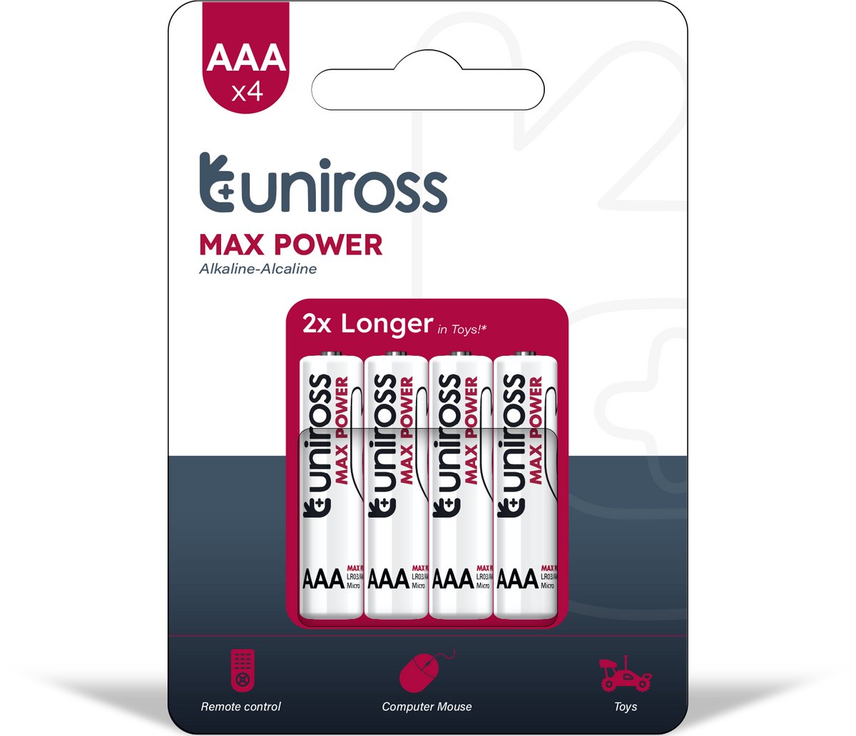 Uniross LR03 AAA Max Power Alkaline Battery Pack 4