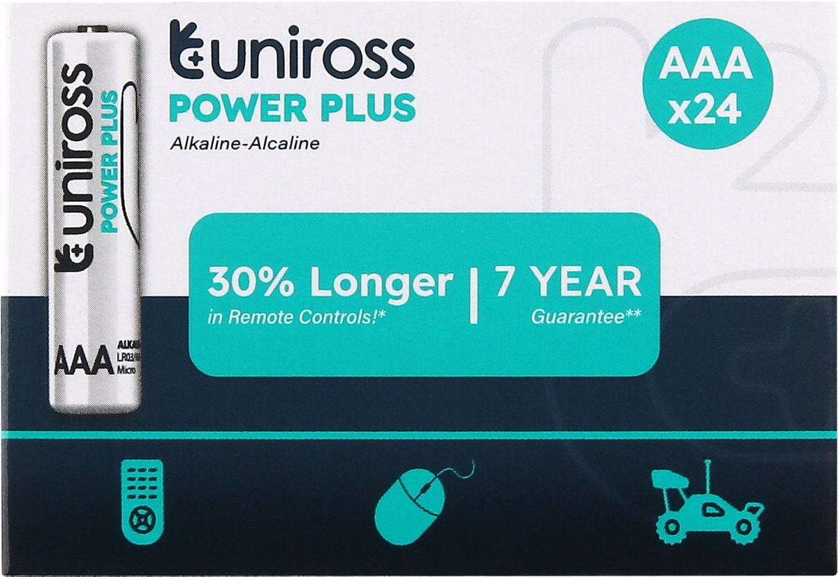 Uniross LR03 AAA Power Plus Alkaline Battery (Box 24)