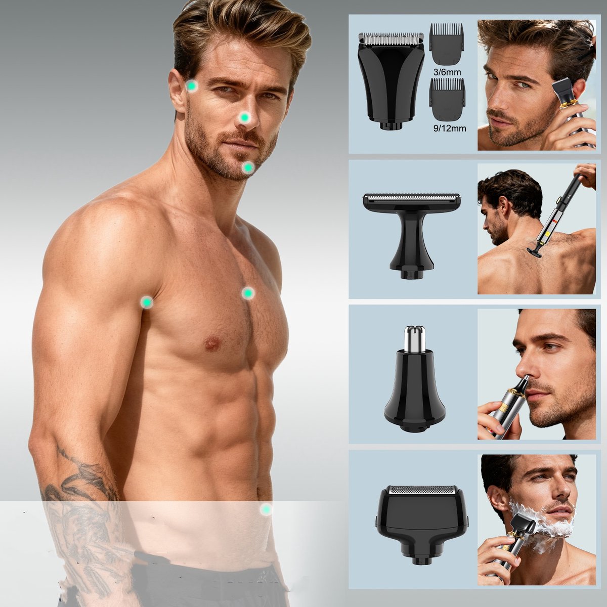 HATTEKER 4-in-1 Lichaamstrimmer Set thumbnail 4