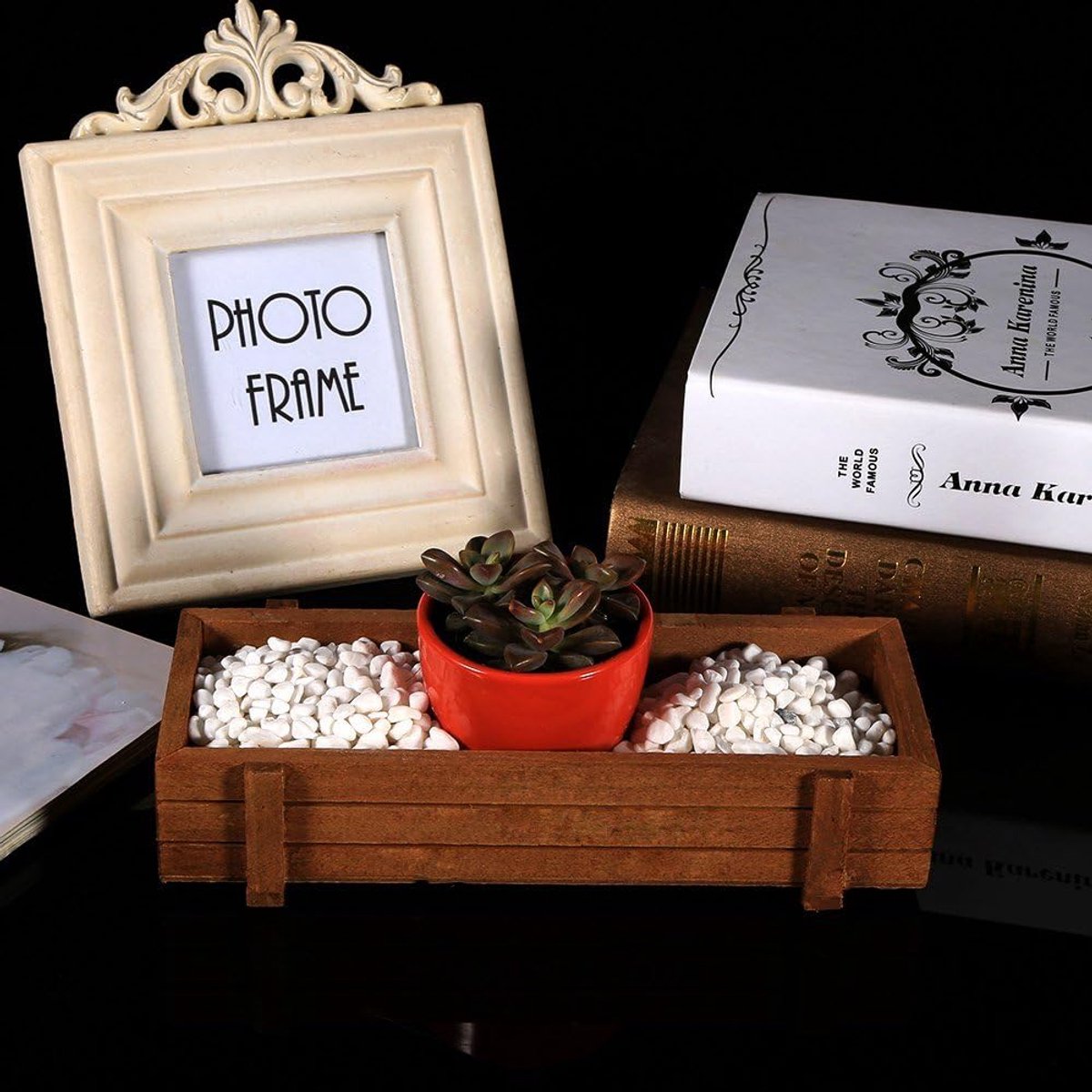 Candala Houten Plantenbak, Rechthoekige Kratstijl Plantenbed Binnenshuis Buiten Houten Kruidenbloem Sappige Plantenbak Rechthoek Opbergdoos Decoratieve Doos voor Tuin, Achtertuin, Patio