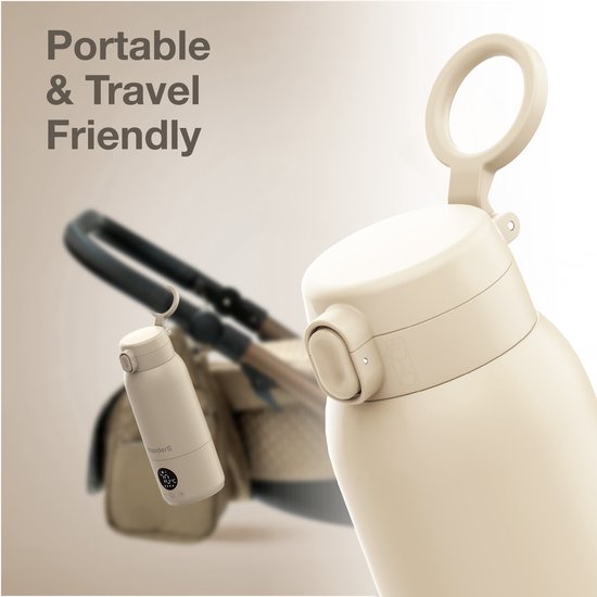 Draagbare Flessenwarmer Onderweg van WanderS - 500ML Draadloze Thermosfles met Temperatuurregeling, Ingebouwde Sterilisatiefunctie, 316L RVS, USB-C Opladen, Waterbestendig & Veiligheidsvergrendeling van Merkloos — afbeelding 2