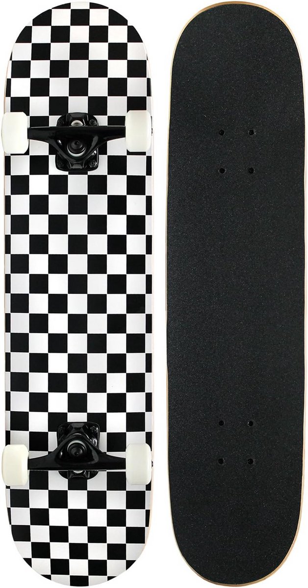 Compleet Skateboard voor Beginners en Gevorderden 7-laags Esdoornhouten Deck en Duurzame Onderdelen Wit