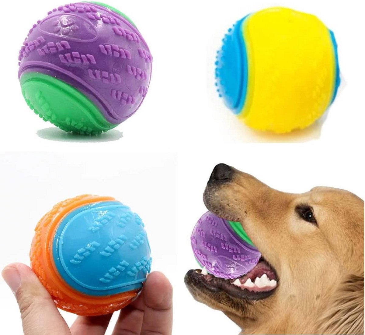 Set van 3 Piepballen voor Honden en Puppy's - Interactief Speelgoed voor Training en Tandverzorging