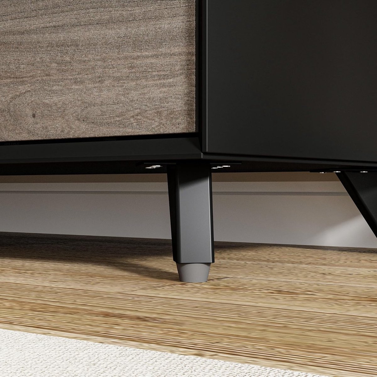 TV-kast 160 cm Urbanhome Milano – Modern Lowboard met 2 deuren, open plank en verstelbare planken – TV-meubel voor woonkamer, eetkamer of slaapkamer – Zwart en Grijs – Geschikt voor tv’s tot 60 inch