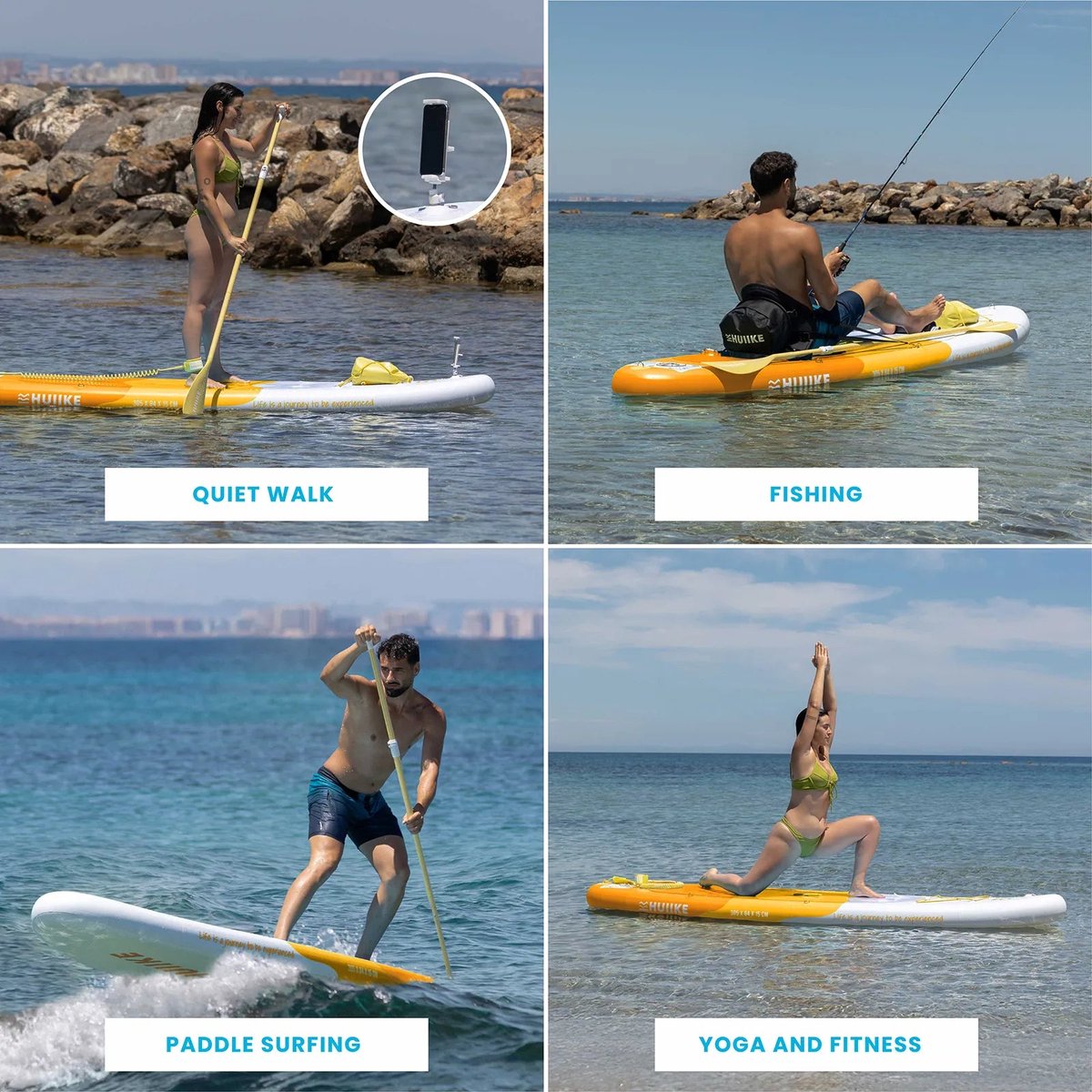 HUIIKE SUP Board - Opblaasbaar Paddle Board met Accessoires, Peddel, Vinnen, Pomp - Stand Up Paddle met Hoge Stabiliteit - 305 x 84 x 15 cm - Max. 130 kg – foto 4