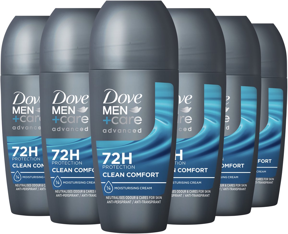 Dove Men + Care- Anti-Transpirant Deodorant Roller - Advanced - Clean Comfort - 6 x 50 ml