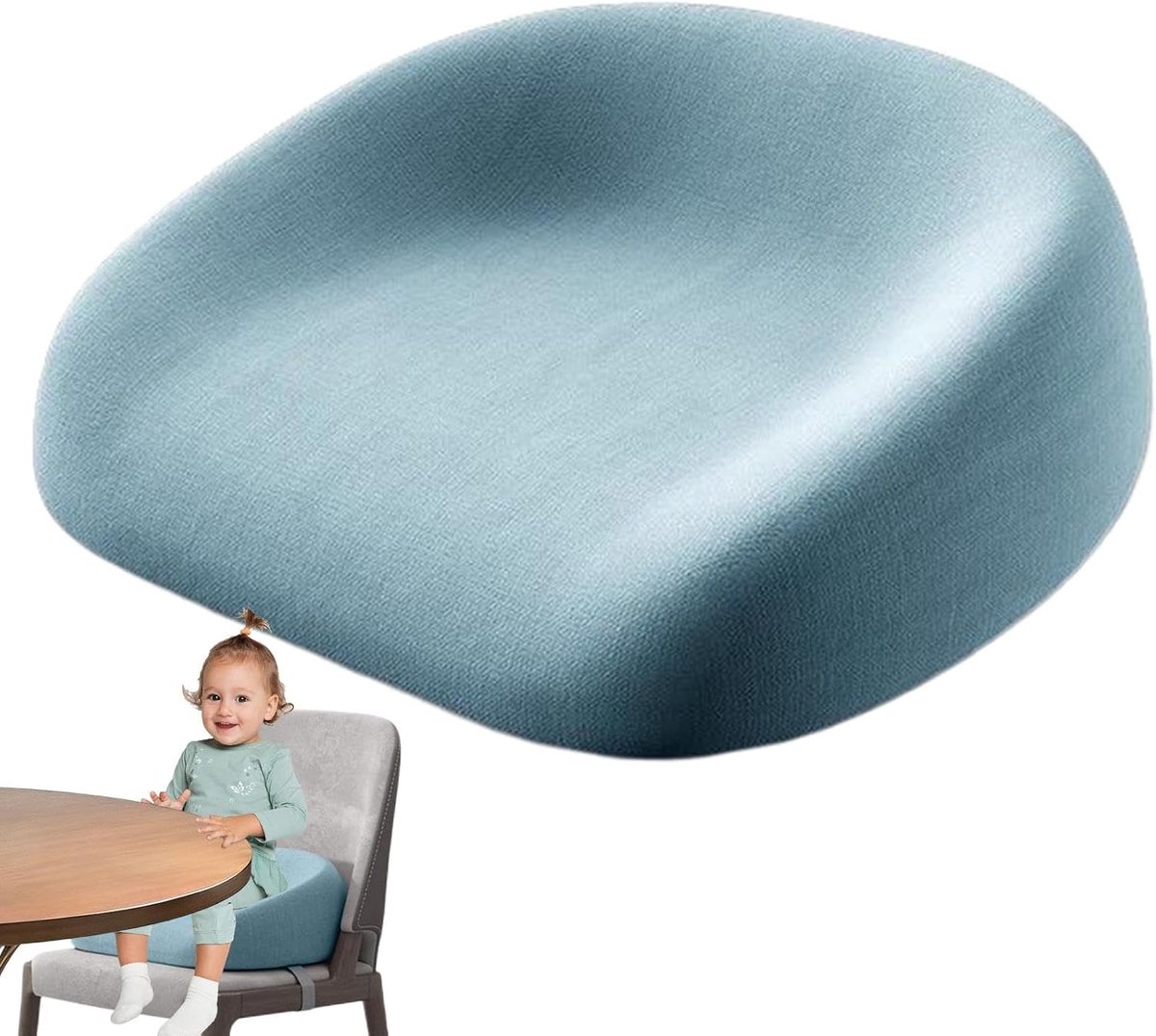 Kinder Booster Stoel - Draagstoel Kinderen - Veilig Eten - Afneembaar Ontwerp - 38x35 cm - Blauw