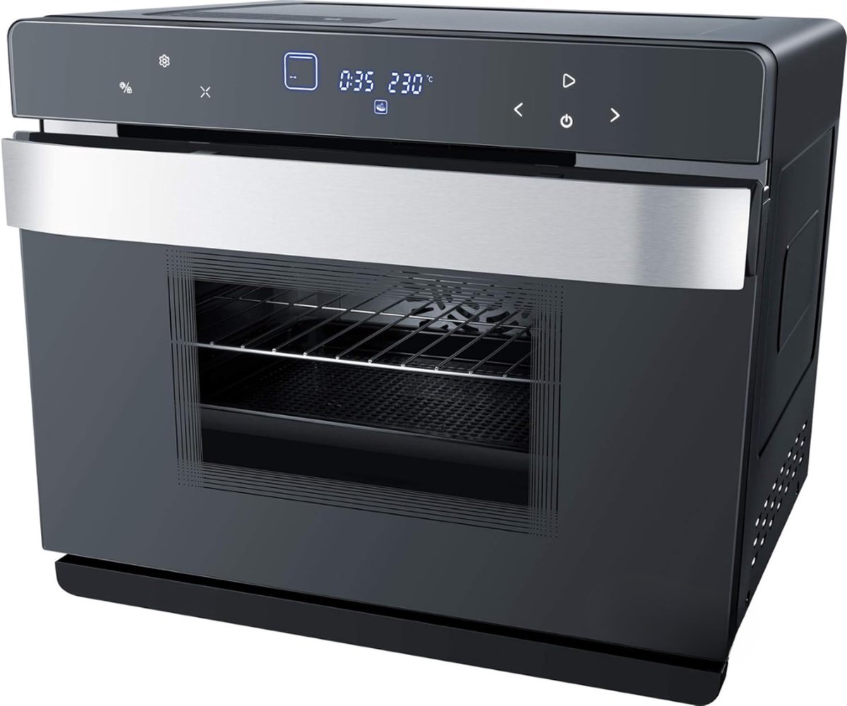 Aurixi® Stoomoven - Stoomoven Kookboek - Stoomoven Ontkalker - Zwart - 17cm x 20cm x 19cm