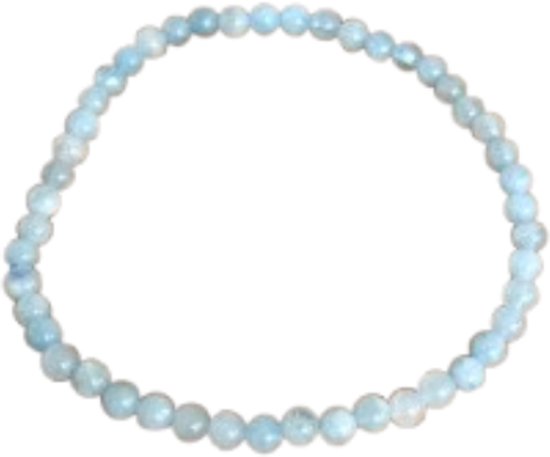 Armband van 4 mm aquamarijn edelstenen in lichtblauwe tinten.