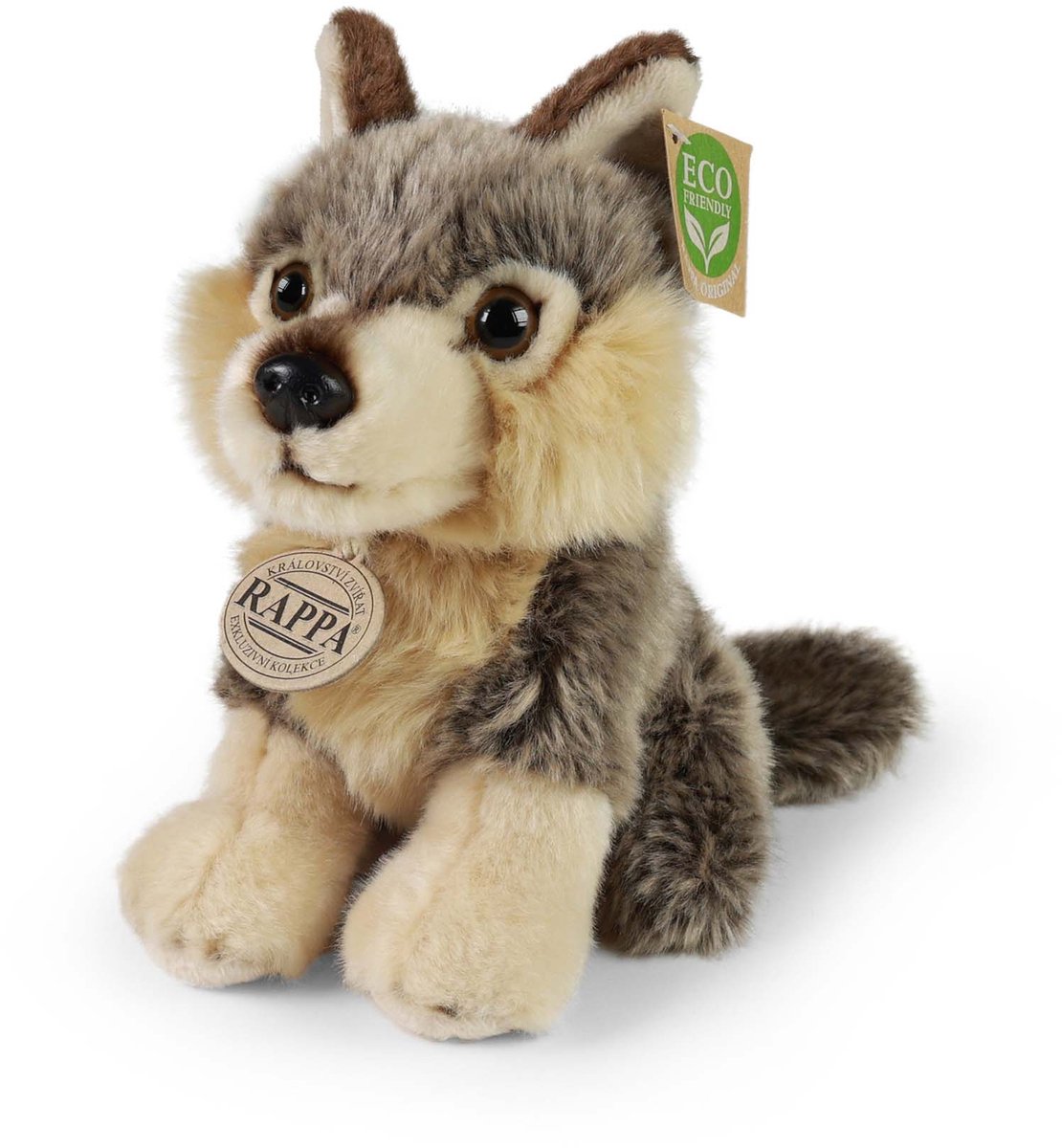 Rappa Eco Friendly - Knuffel Wolf - 18 cm - Zittend - Zacht Pluche