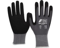 NITRAS 8800 Flexibele Fit Allround handschoenen, tuinhandschoenen, hoge slijtvastheid, zeer goede grip, VPE 12 paar, maat: 7, zwart/grijs