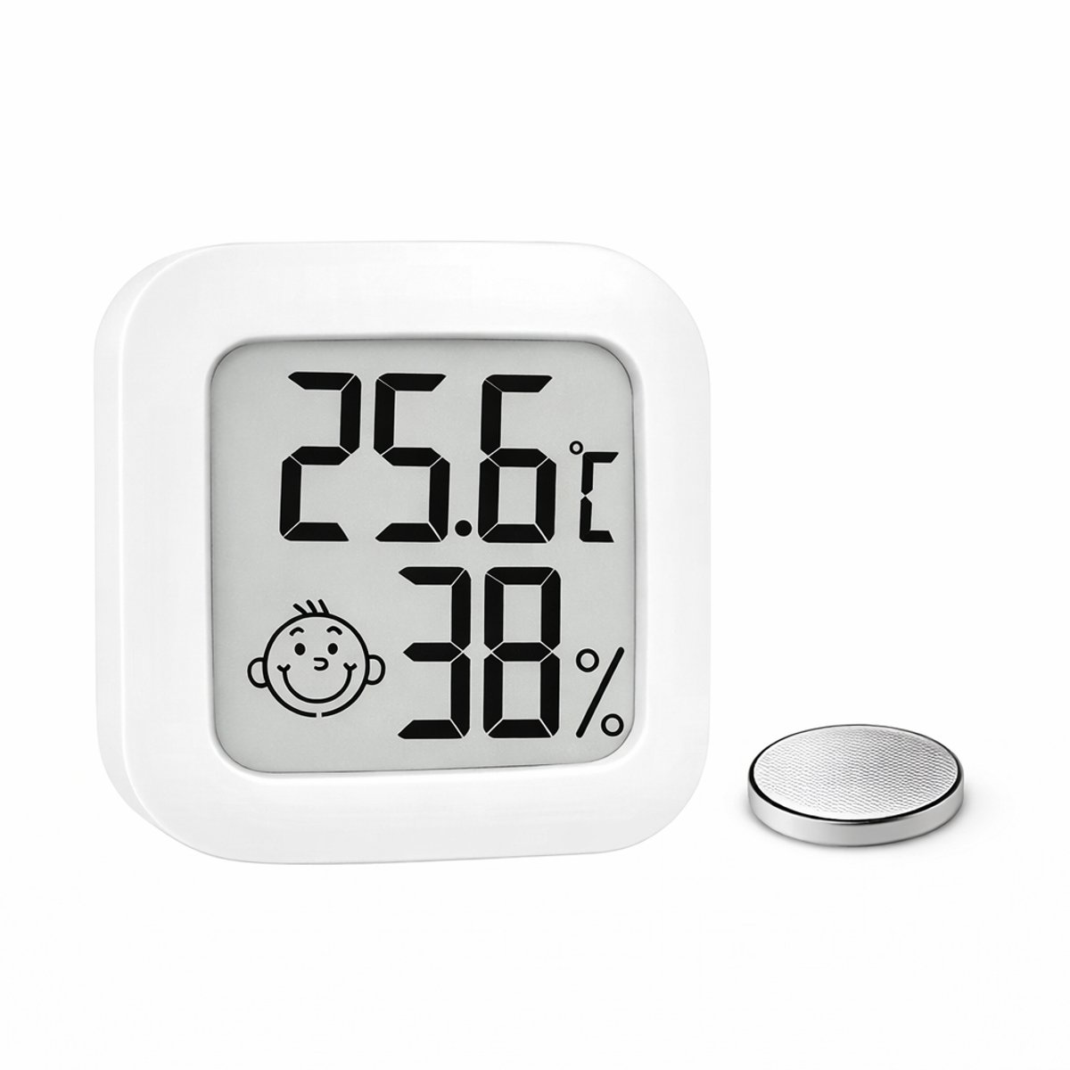 Hygrometer - Thermometer Voor Binnen - Luchtvochtigheidsmeter - Digitaal Weerstation Met Batterij en Plakstrip