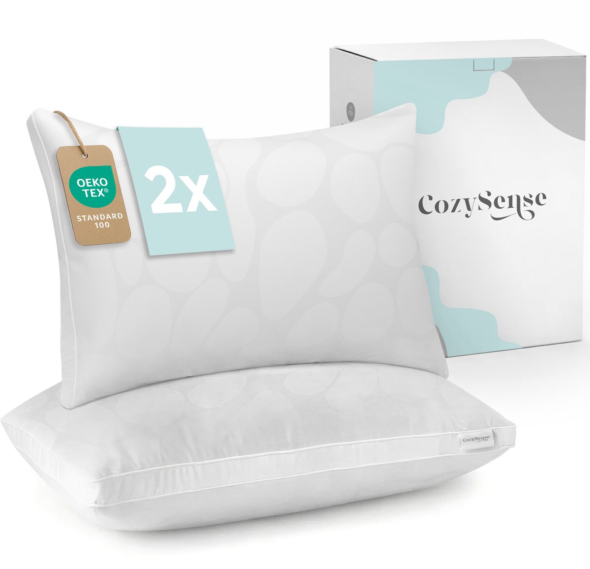 CozySense® Hoofdkussen - Set van 2 - 50x70 CM - Verkoelend Slaapkussen - Aanpasbaar Kussen met Extra Vulling - Pillow voor Zij-, Buik- en Rugslapers