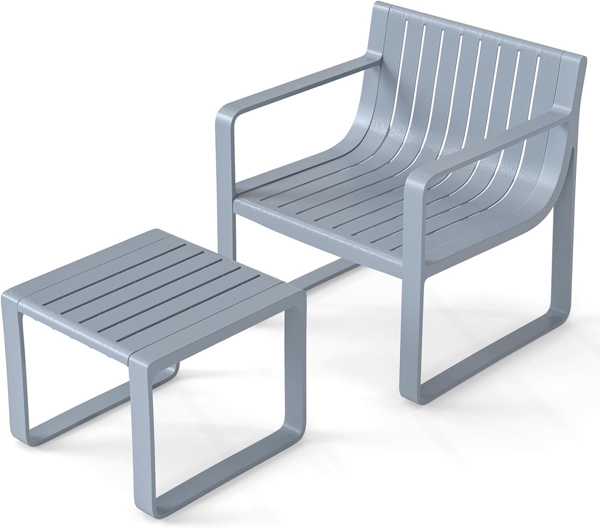 KOMFOTTEU 2-delige tuinstoelset, weerbestendige tuinmeubelen met ergonomische PP-stoelen en vierkante salontafel, balkonset voor tuin en veranda