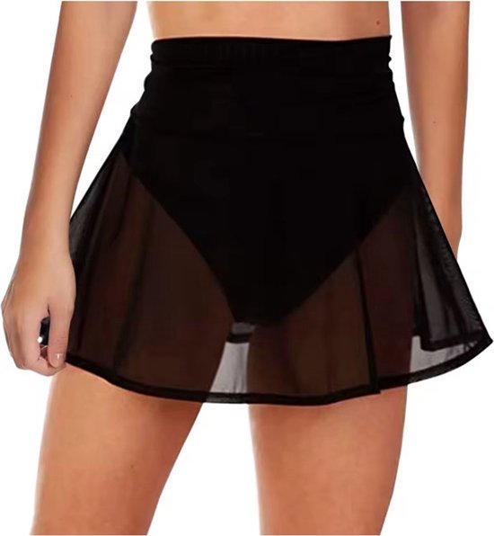GORGLITTER Y2k Minirok voor dames, zomer, westernoutfit, zomerrok, korte rok met ruches, festivalrok met decoratie, feestoutfit, zwart, M