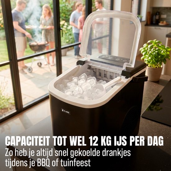 BluMill Ijsblokjesmachine - Ijsblokmaker - Incl. Ijsschep en Uitneembare Ijsmand - 9 blokjes in 6 minuten - Draagbaar - Zelfreinigend - Zwart van Merkloos — afbeelding 4