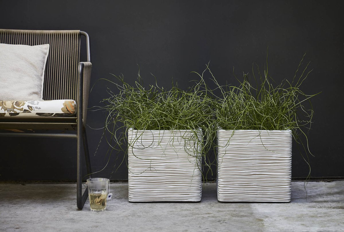 Capi Europe Pot de fleurs carré Rib NL - 40x40 - Ivoire
