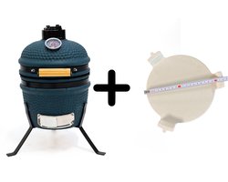 Compleet - Own Grill 13 inch kamado barbecue V2 blauw met heatdeflector