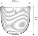Technische tekening van een ronde bloempot met de maten Ø 29,5 cm en H 25,3 cm.
