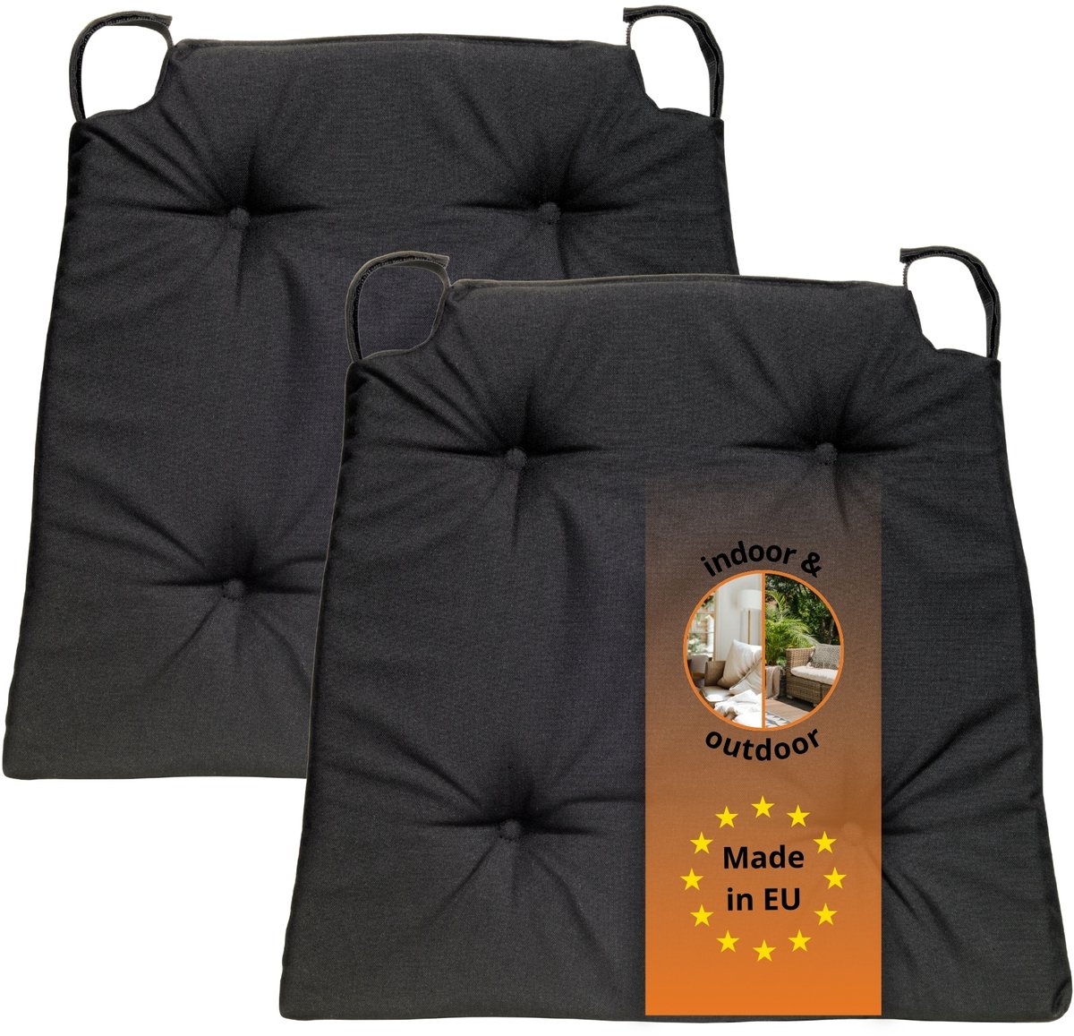 Set van 2/4 zitkussens stoelkussen, 40/45 cm eetkamerstoel zitkussen met banden, zachte stoelkussens kussens voor tuin kantoor thuis (4 stuks - 40 x