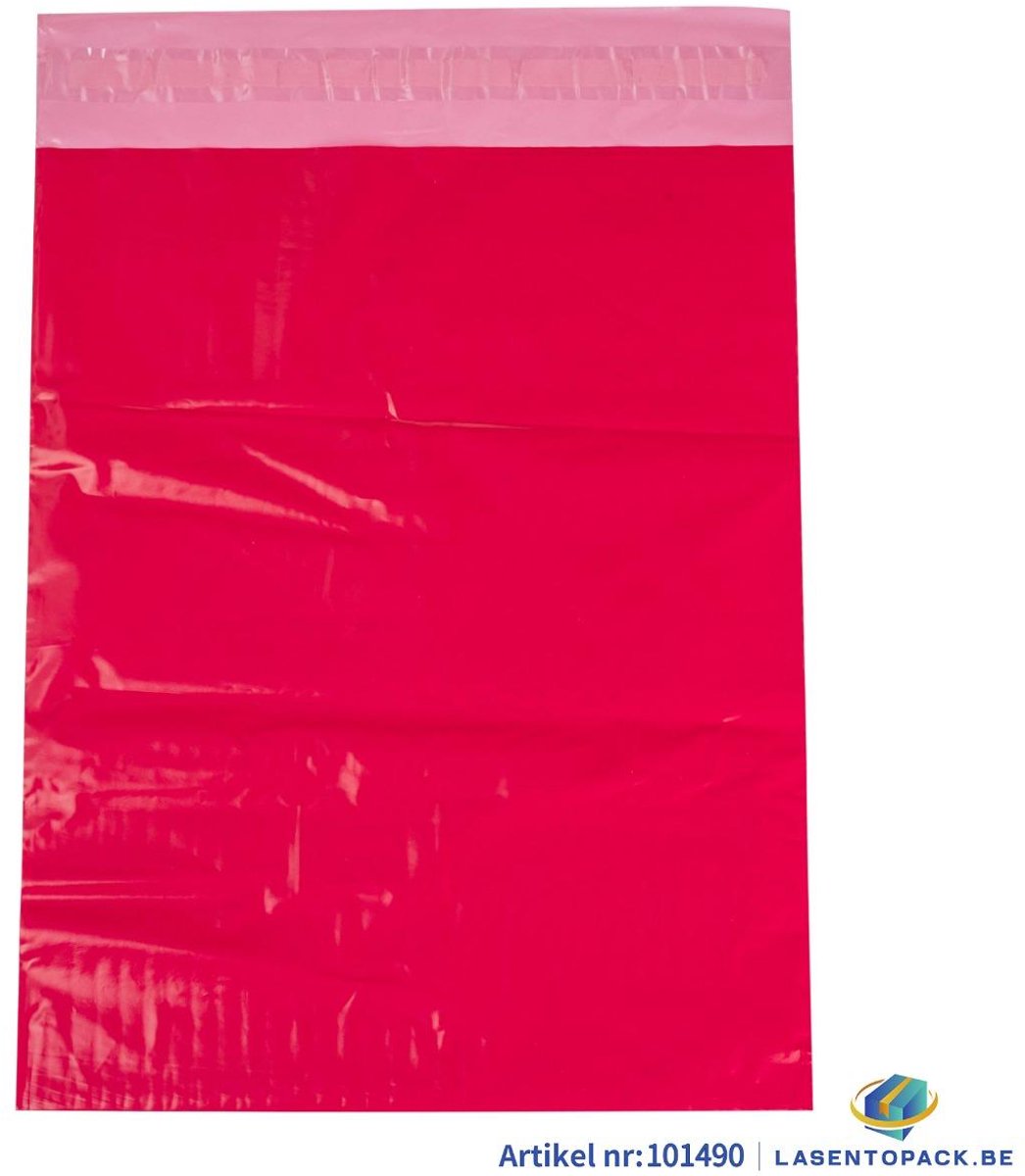 100x Verzendzakken kleur donker rose plastic 320 x 450 mm - 50 micron COEX - Triman - Zelfklevende Plakstrip - Ondoorzichtig - Wit/Zwart - Kledingzakken - 100% Recyclebaar - Waterafstotend - Voor Kleding en Webshop - Verzendenveloppen