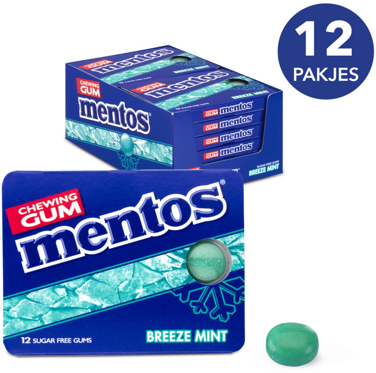 Mentos Kauwgom Breeze Mint - 3 x 12 x 12 stuks - Voordeelverpakking