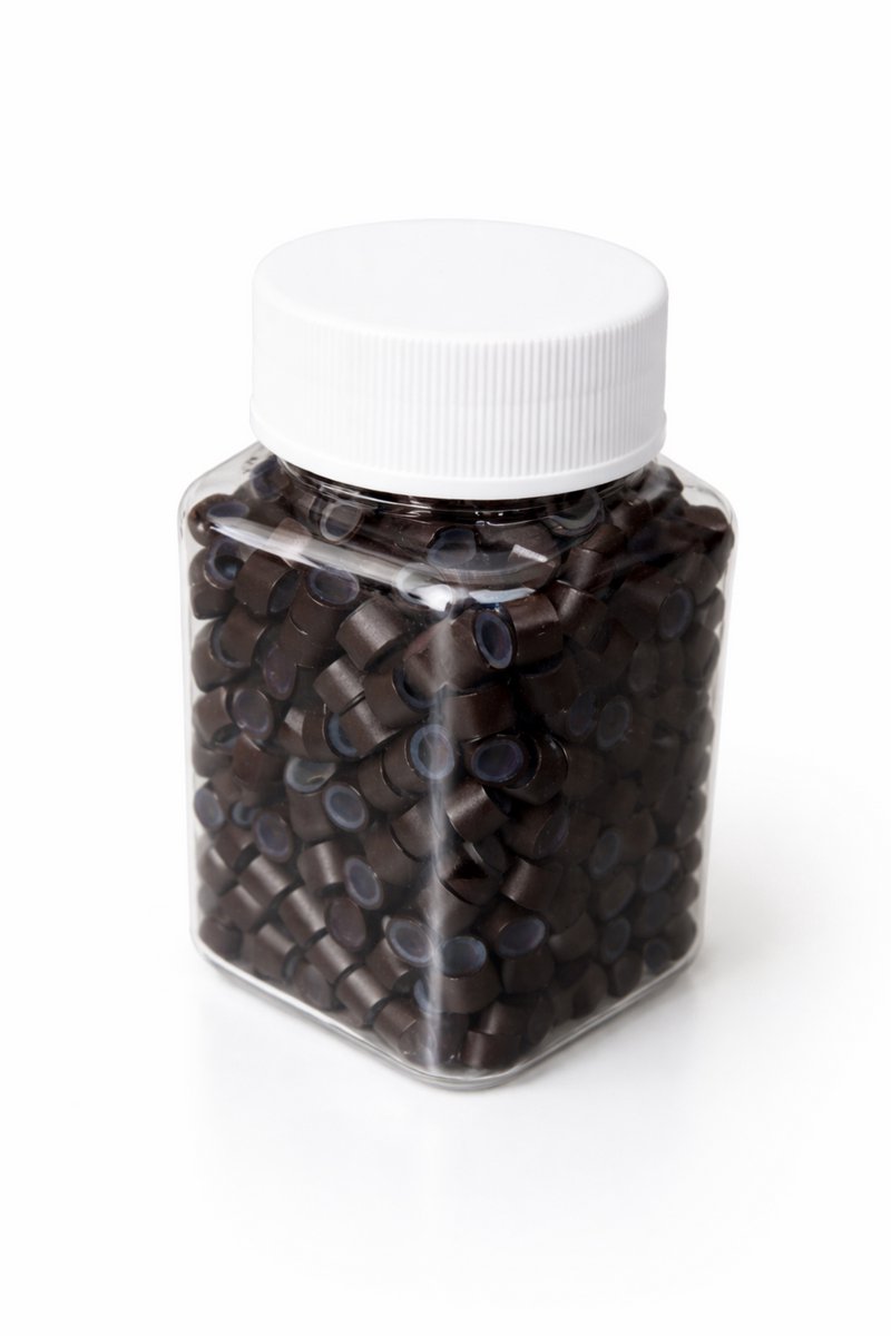 Microringen met siliconen 500 stuks - Donker bruin -