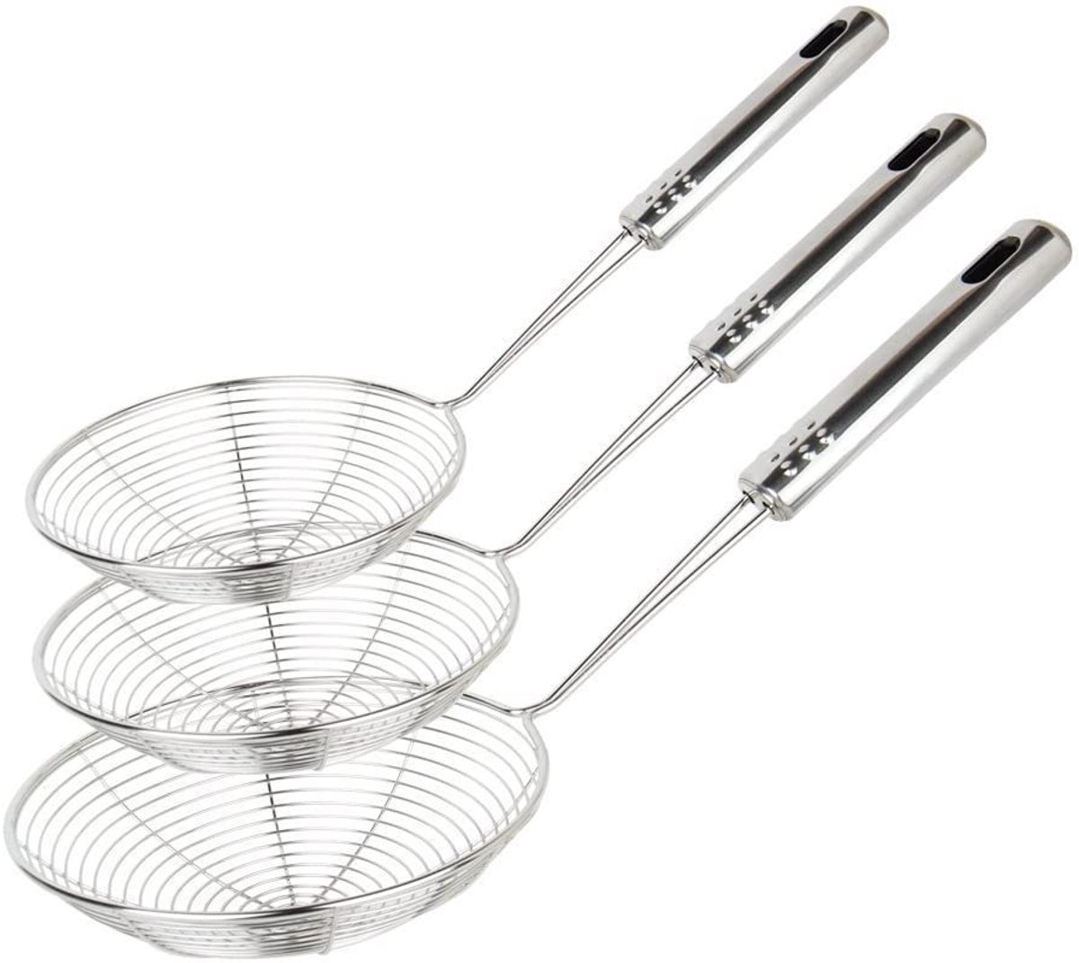 Spinzeef – Afvalzeef – Roestvrijstalen draadnet – Set van 3 – Keuken – Zwart