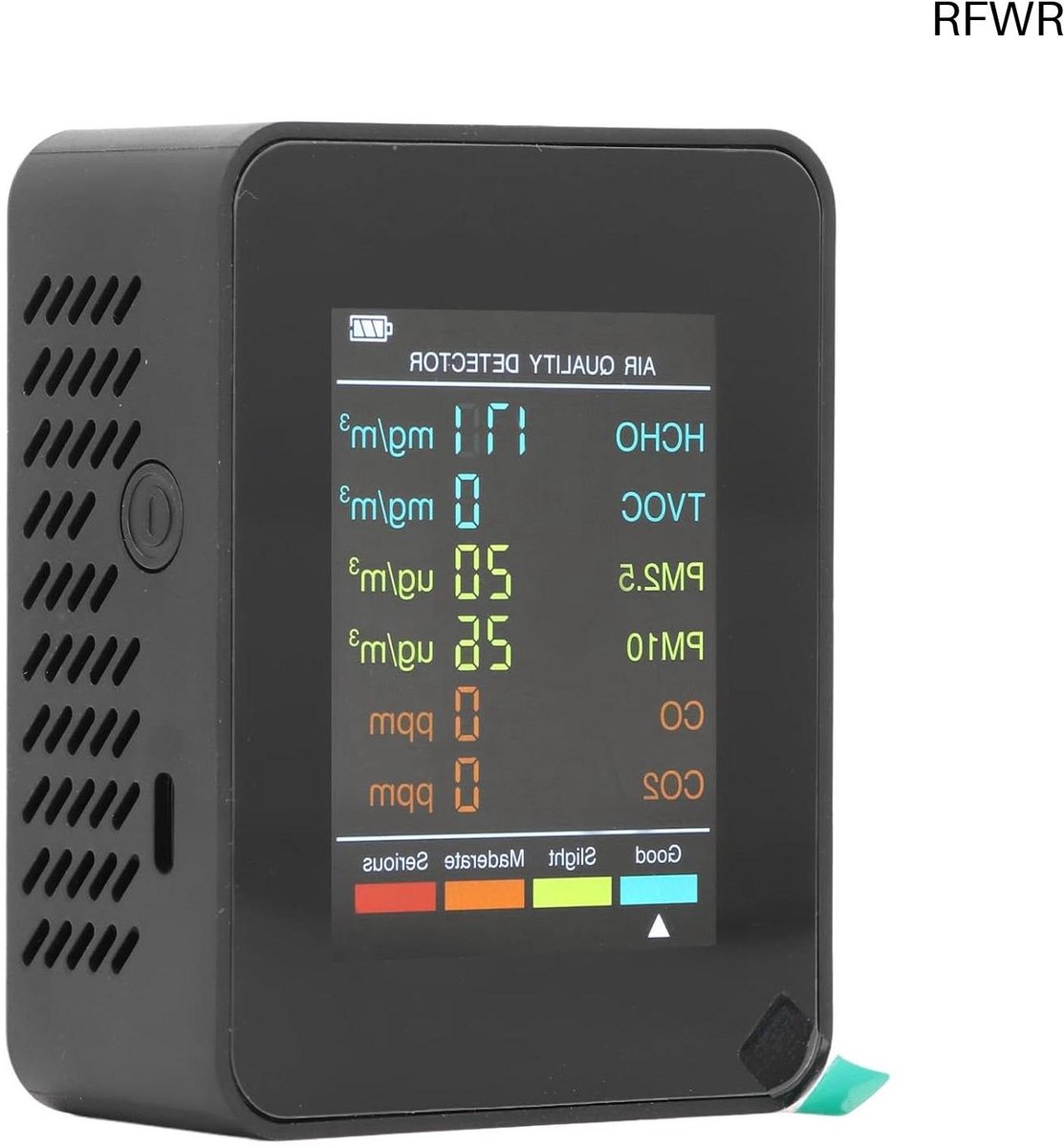 Fijnstofmeter - Luchtkwaliteitsmeter Voor Binnen - Co2 Meter - Zwart - Milieu