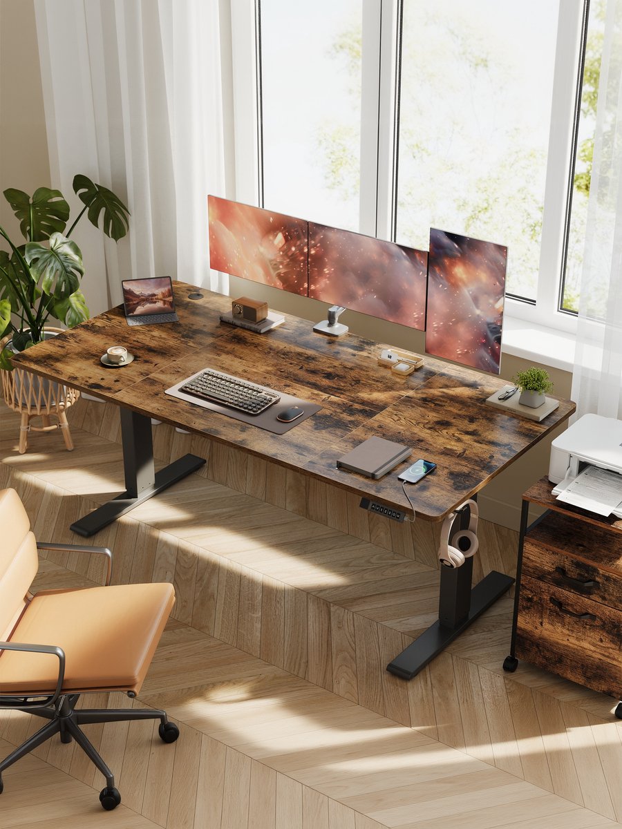 VASAGLE - Zit Sta Bureau - Met USB-C Poort thumbnail 3