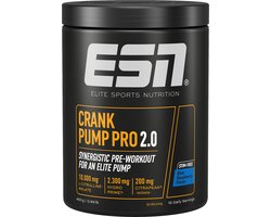 ESN Crank Pump Pro, Blue Raspberry, 450 g, 15 Porties, Pre Workout Booster met L-Citrulline Malate - Vegan - Gemaakt in Duitsland