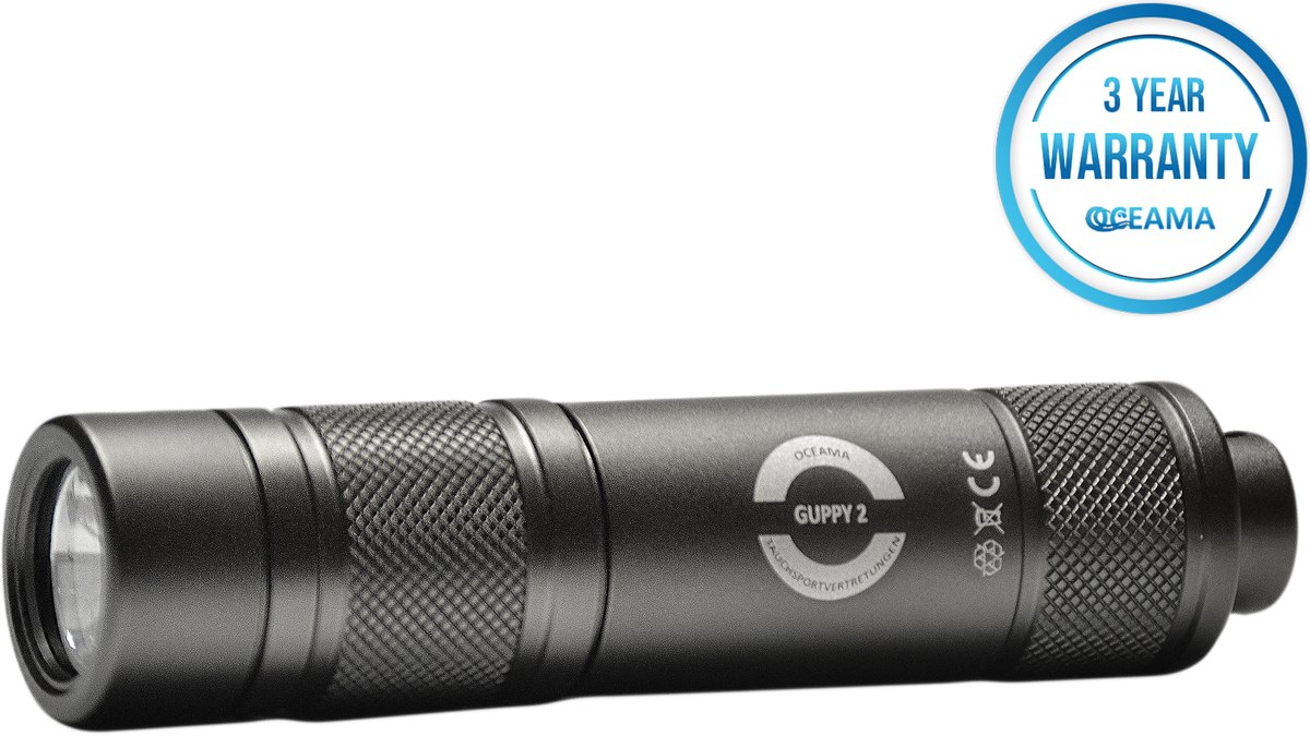 Oceama Guppy 2 - Duiklamp - Zaklamp voor onderwater - LED 1200 Lumen - Grijs