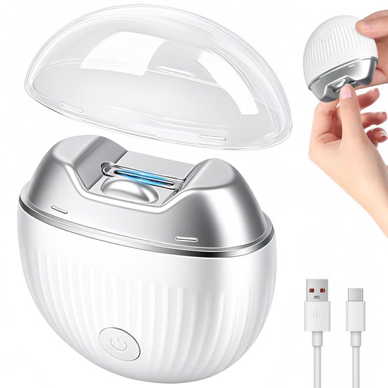 Coupe-ongles électrique 4-en-1 - Tondeuse à ongles automatique avec lime et fonction de polissage - Lumière LED - 3 vitesses - Rechargeable USB-C - Silencieux et sûr - Avec bac de récupération des ongles - Design compact et sans fil