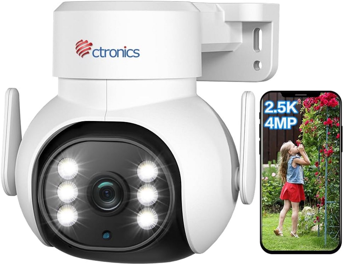 Buiten beveiligingscamera 2.5K 4MP WiFi IP Camera met Auto Tracking en Nachtzicht tot 30M
