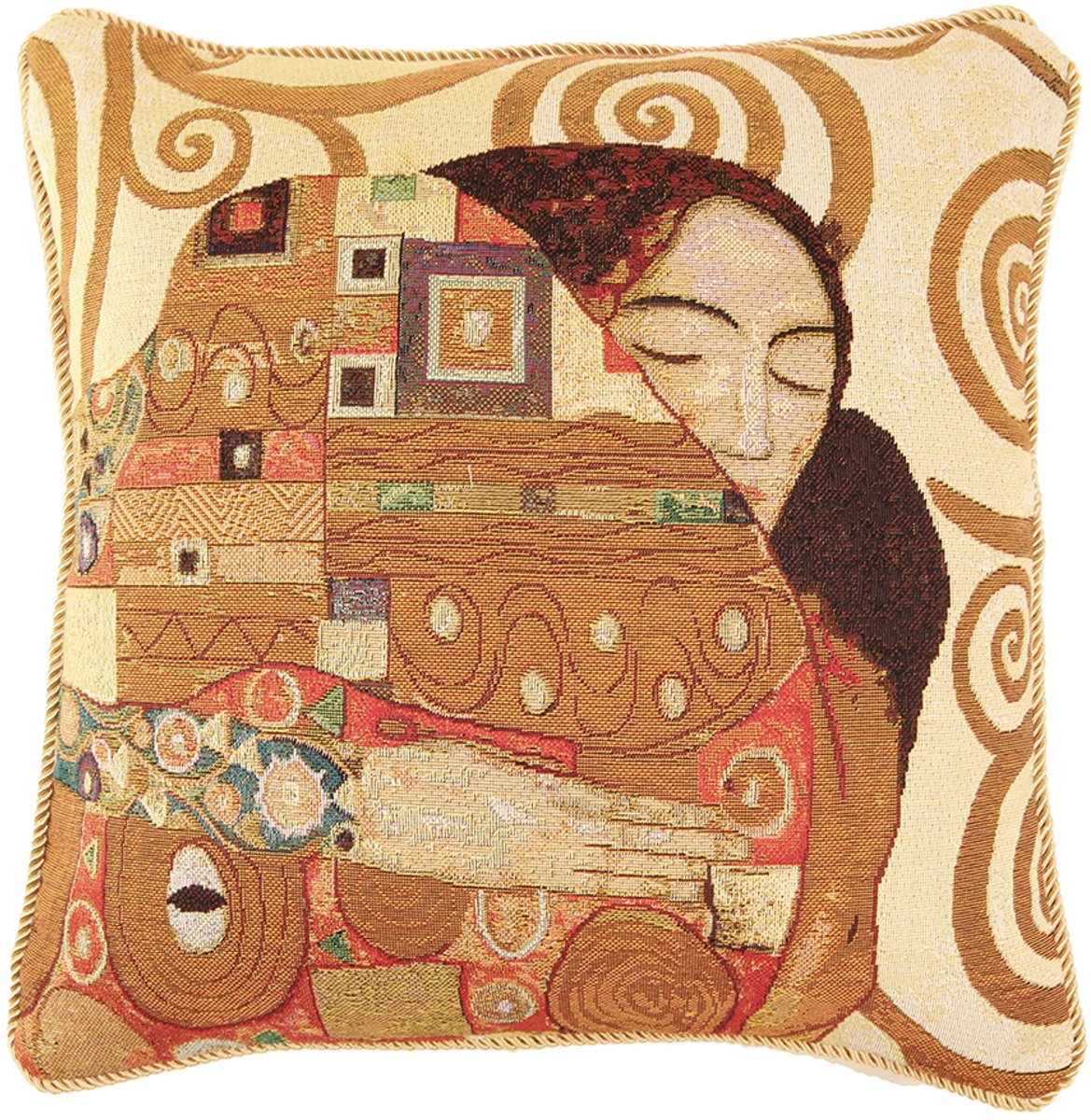 Kussenhoes Gobelinstof 45x45 cm – Gustav Klimt Tree of Life Erfüllung – Luxe Kunst Kussenhoes – Decoratief Sierkussen