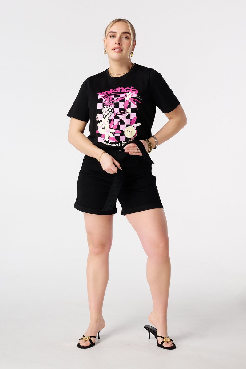 MS Mode Shorts Denim short met tailleband
