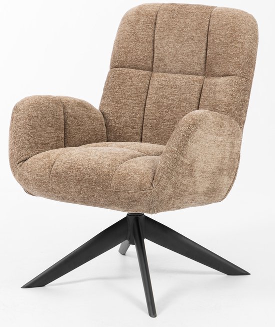 Fauteuil Lina - Raven stof - 360 graden draaibaar - Taupe