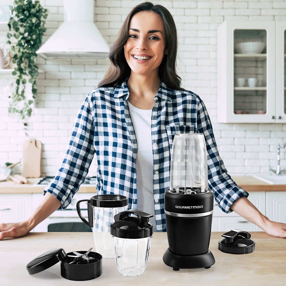 GOURMETmaxx Nutrition Mixer 1000 Watt | Smoothie Maker mit to go Deckel | Standmixer mit Mixbecher & Frischhaltedeckel – ideal zum Aufbewahren | Standmixer mit Zubehörset L für Shakes, Smoothies etc. — afbeelding 5
