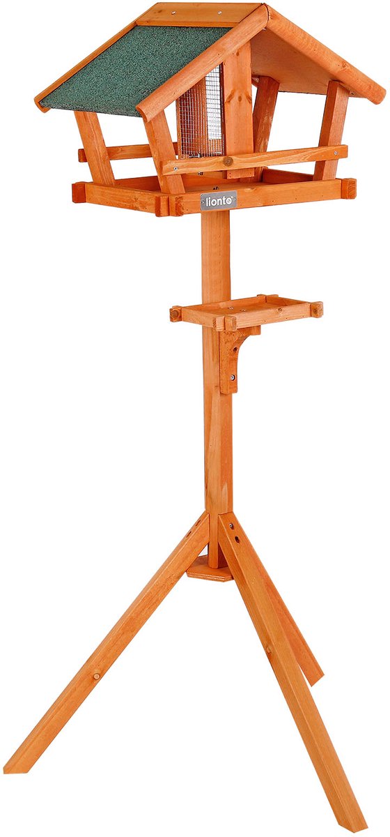 lionto Vogel Voederhuis, hout, silo & stabiele standaard 120 cm weerbestendig