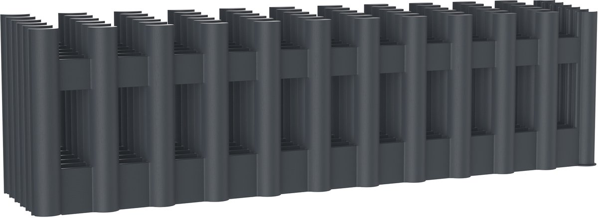 ACXIN Kunststof Graskant Houtlook - Flexibele Tuinborder met Grondpennen - 43 x 12 cm - 6 Stuks 258 cm - Voor Bloembed en Tuin - Antraciet