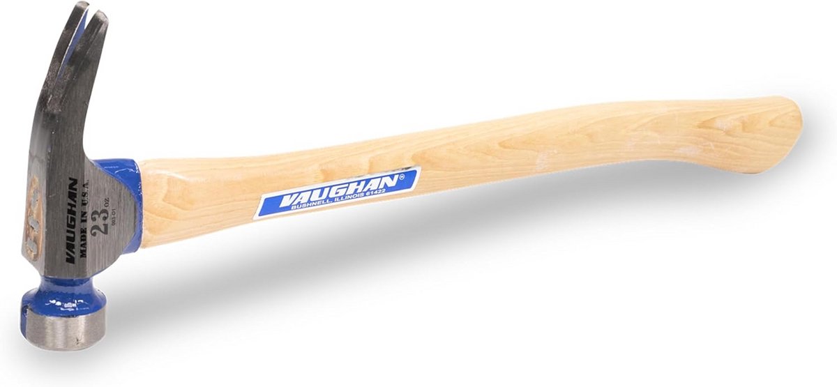 Timmermanshamer met Hickory Handvat - 652 Gram, Gefereseerd en Gebogen
