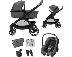 Maxi-Cosi Zelia S Trio2 - Kinderwagen 3-in-1 - Dark Grey - Vanaf 0 tot 4 jaar - Inclusief autostoeltje