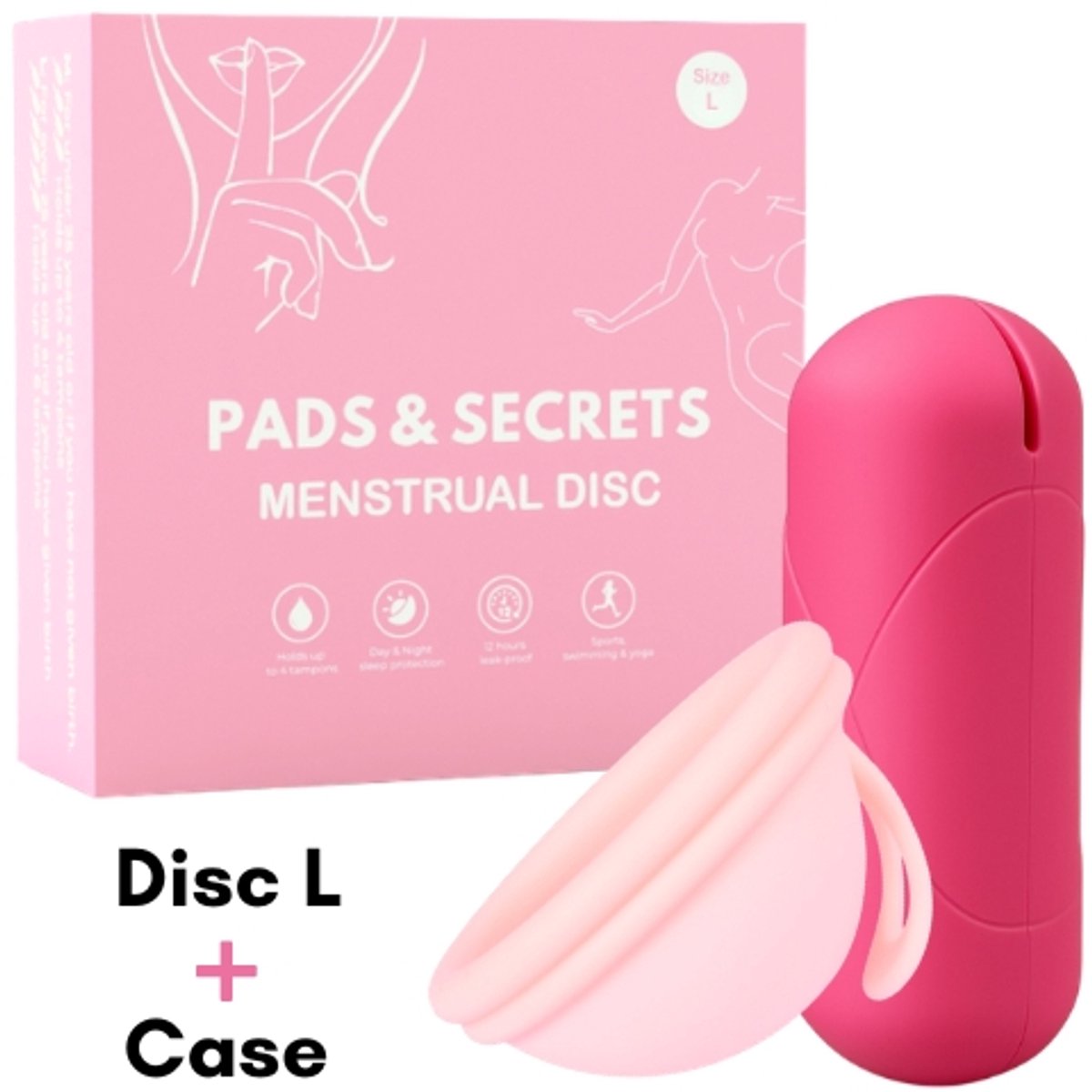 Pads & Secrets - Menstruatiedisc Maat L inclusief hoesje - Herbruikbare Menstruatie Disc Menstruatiedisk Disk - menstruatiecup - cup