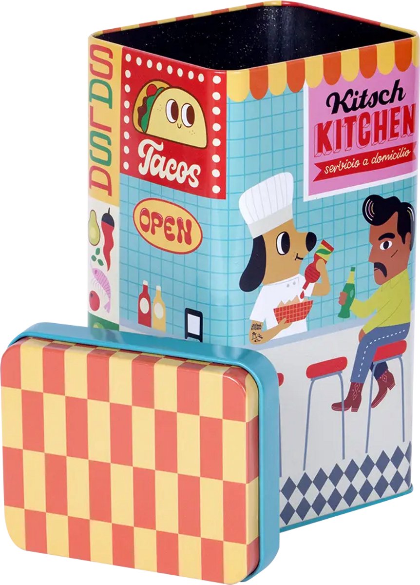 Kitsch Kitchen voorraad blik El Restaurante el chef 11x20cm