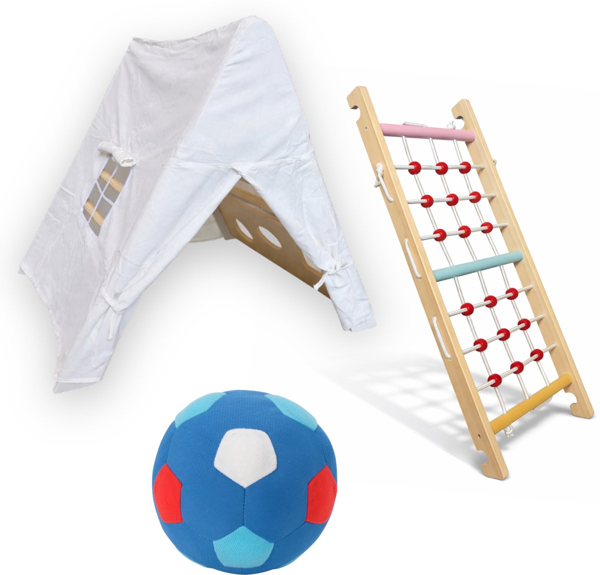 Dastium Kids Add-On - Klimnet - Tipi Tent - Pluche Bal - Geschikt voor Dastium Klimrek - Klimset - Pastel Kleuren