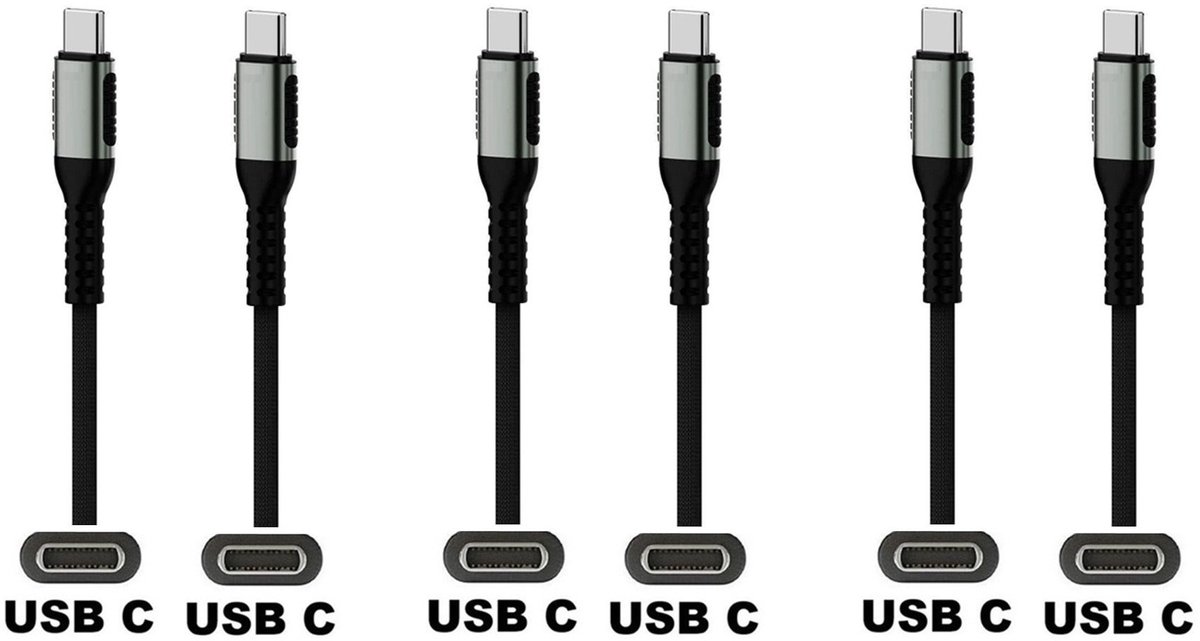 Image of 3 stuks OneOne 0,25m oplaadkabel. Sterke USB C naar C kabel. Stevig laadkabel snoer past op Google Pixel 7, 7 Pro, 8, 8a, 8 Pro, 9, 9 Pro, 9 Pro XL, 9 Fold, 10, 10 Pro, 10 Pro XL, 10 Fold, C, XL