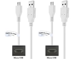 2 stuks OneOne 0,8m Micro USB kabel. Stevige laadkabel. Oplaadkabel snoer past op past op Logitech G900, G903, H800, Harmony 665, 700, 950, Harmony Elite, One Ultimate, K800, K830, Keys-To-Go