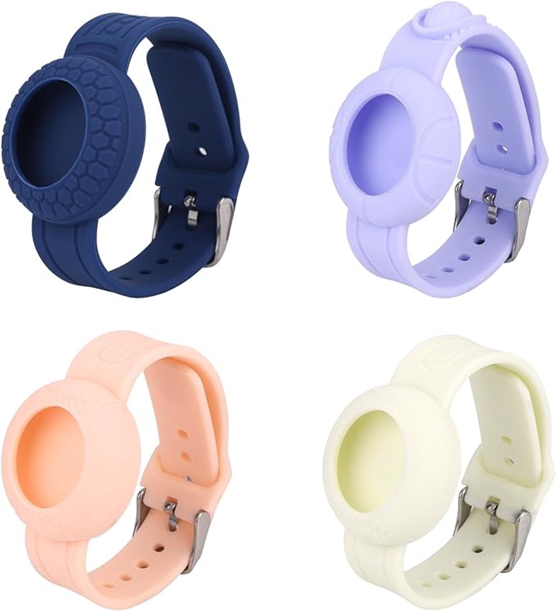 4st Waterdichte Polsbandjes voor Airtag, Zachte Siliconen Honkbal Basketbal Voetbal Horloge Armband Houder Case Cover Horlogeband voor GPS Tracking Tagging Compatibel met Apple Airtag