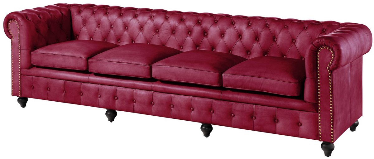 MASSIVMOEBEL24.DE 4-zitsbank CHESTERFIELD #404 rood 274 x 75 x 82 cm